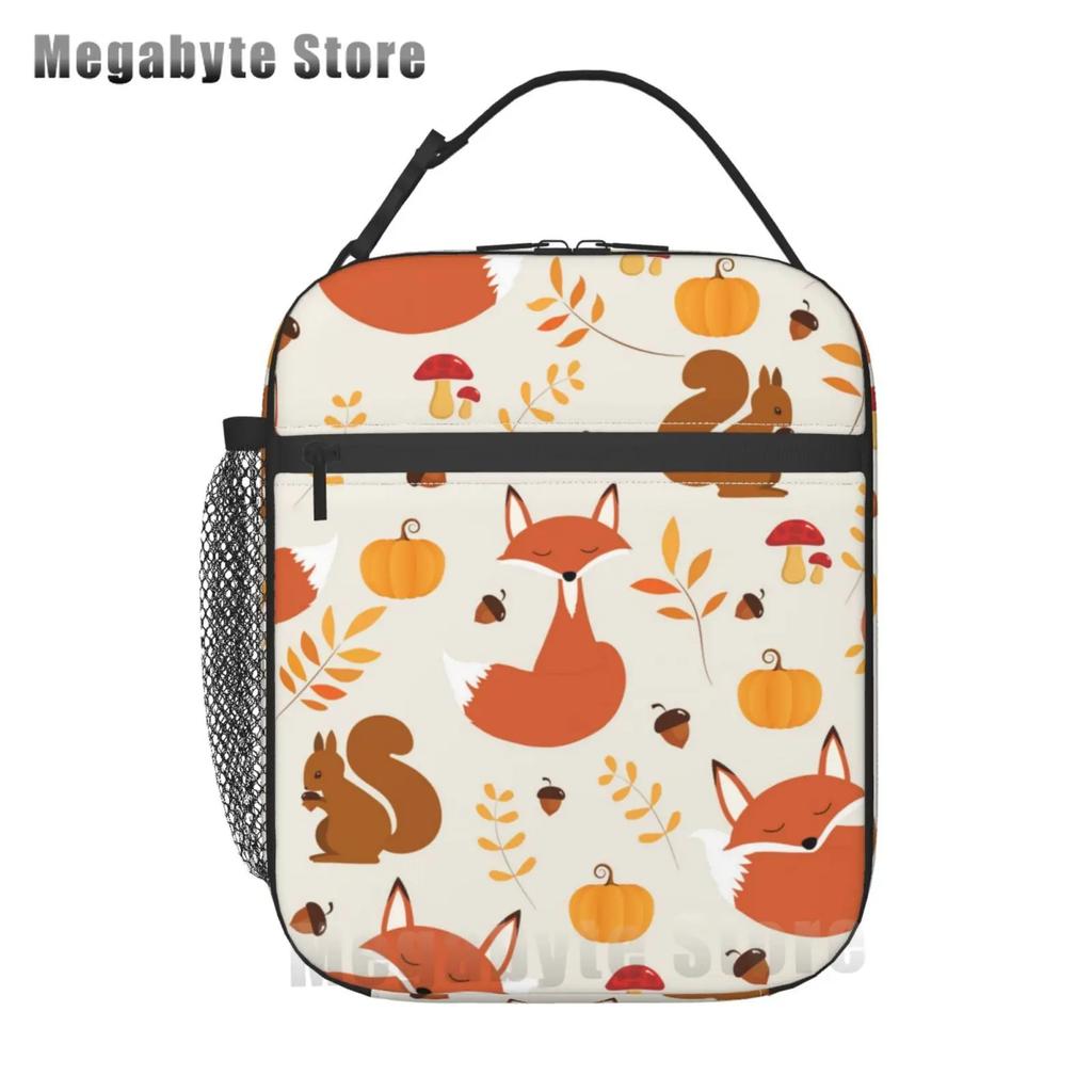 Foxes Autumn Fox Милый оранжевый многоразовый ланч-бокс для офиса, школы, пикника, пляжа, герметичная сумка-холодильник, сумка для ланча