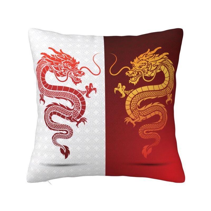 Chinese Red Dragon Totem Pattern Cushion Cover x cm Polyester Soft Throw Pillow Case For Sofa Decoration Bedding Pillowslip