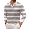 Men's Casual Fashion Printed Lapel Long-sleeved Knitted Bottoming Shirt Top