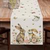Пасхальная тематическая скатерть для стола, льняная скатерть, декор для вечеринки, пасхальный кролик, дорожка для стола, обеденный стол