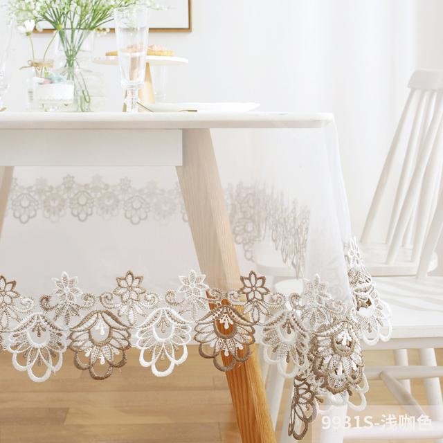 Table Cloth White Glass Yarn Tablecloth Round Table Juppe Luxury Embroidery Lace Tablecloths Hollow Dining Table Cover Elegant