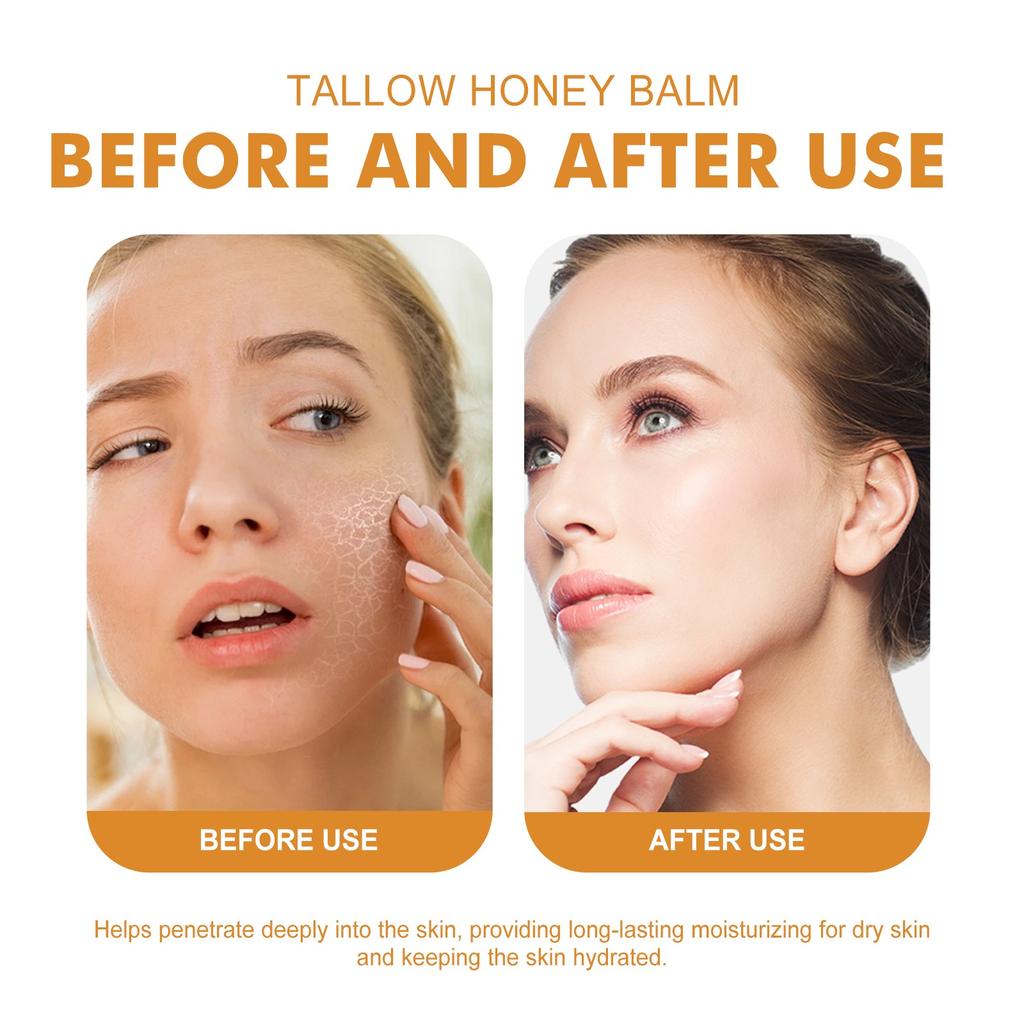 Органический бальзам из говяжьего жира травяного откорма с медом — увлажняющая паста для мягкой и гладкой кожи — полностью натуральный увлажняющий крем ручной работы