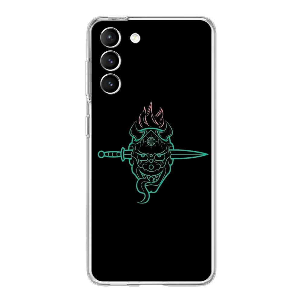 Чехол для телефона Samurai Oni Mask neon для Samsung Galaxy S22 S21 S20 FE Ultra 5G S10 S10E S9 S8 Plus Note 10 20 прозрачный силиконовый чехол