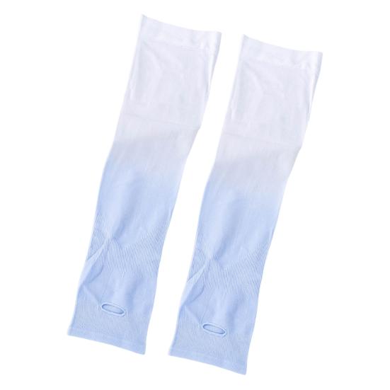1 Pair Summer Ice Silk Arm Sleeves Gradient Color UV Sun Protection Breathable Elastic Men Women Outdoor Cycling Fishing Long Cooling Arm Cover