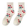 Flower Strawberry Floor Plush Socks Thickened Warm Socks Women Cute Coral Fleece Socks  Autumn