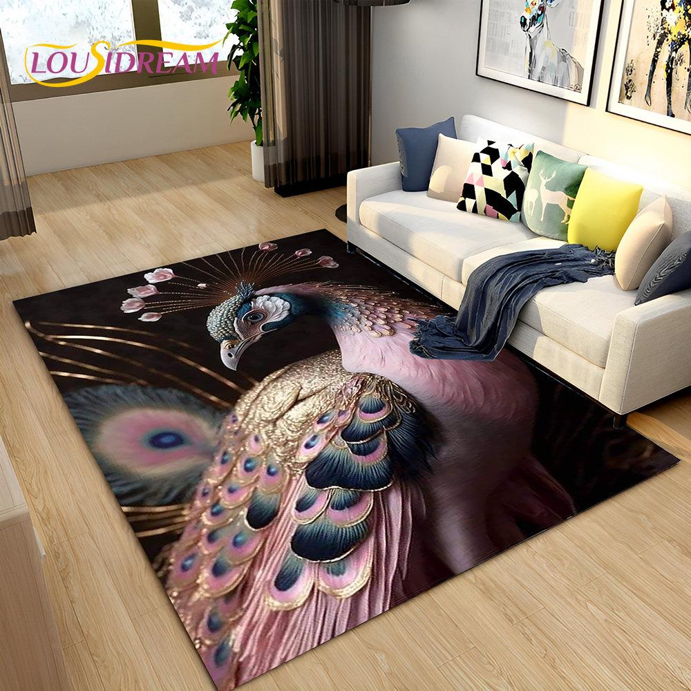 3D коврик с рисунком павлина, птицы, животного, ковер для гостиной, спальни, дивана, коврик для кухни, декор, детский нескользящий напольный коврик