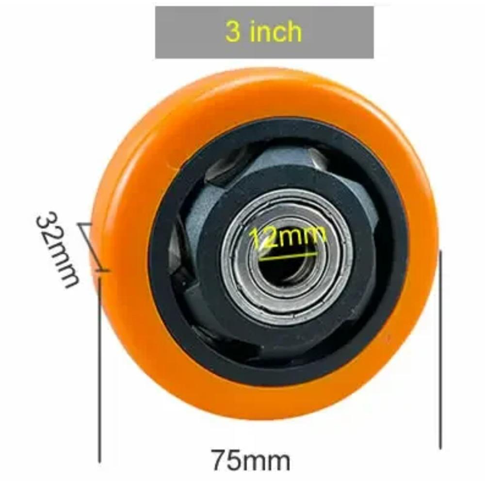 PU Replacement Caster Wheels with Double Bearings Orange Color High Load Capacity Wear Resistance Furniture Wheels