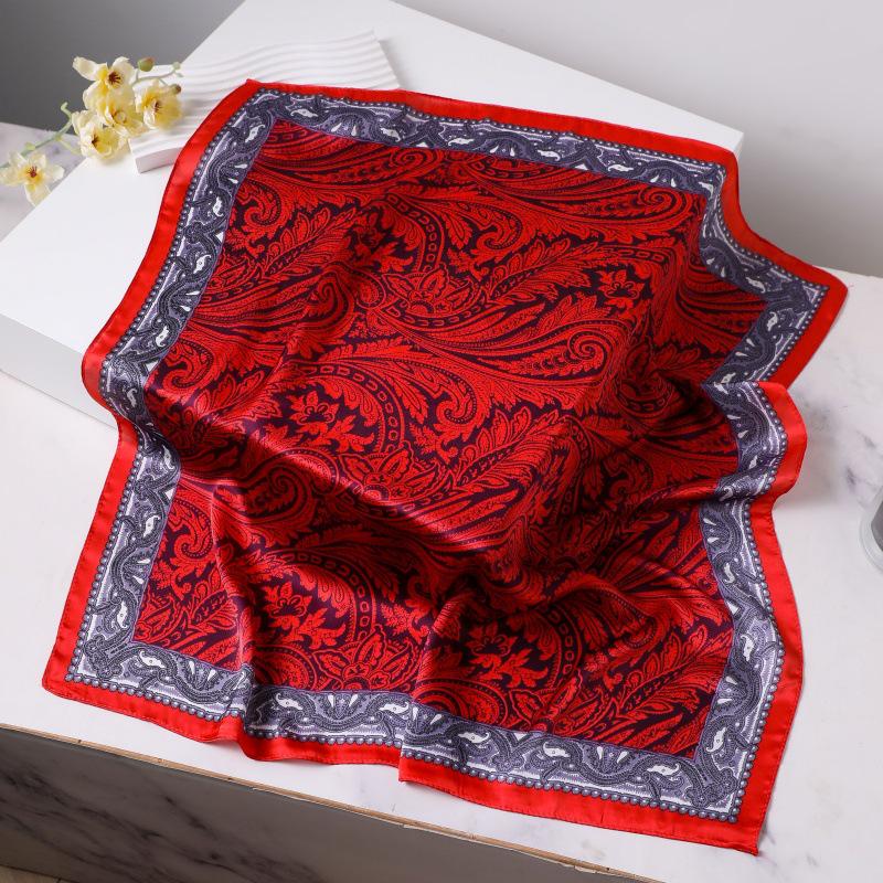 Шелковый женский квадратный шарф - Китайский стиль платок на голову для весны, лета, осени - Защита шеи и согревающий - Элегантный тонкий стиль для мамы