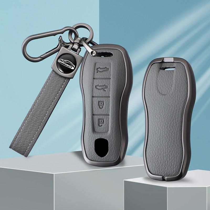 Car Smart Key Case Cover for Porsche New Cayenne Panamera 911 992 Taycan Metal Leather Protect Shell Interior Accessories