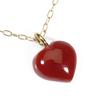 Pendant Necklace Heart Blood Red Coral from Kochi Prefecture Single K18YG Undyed Red Women's