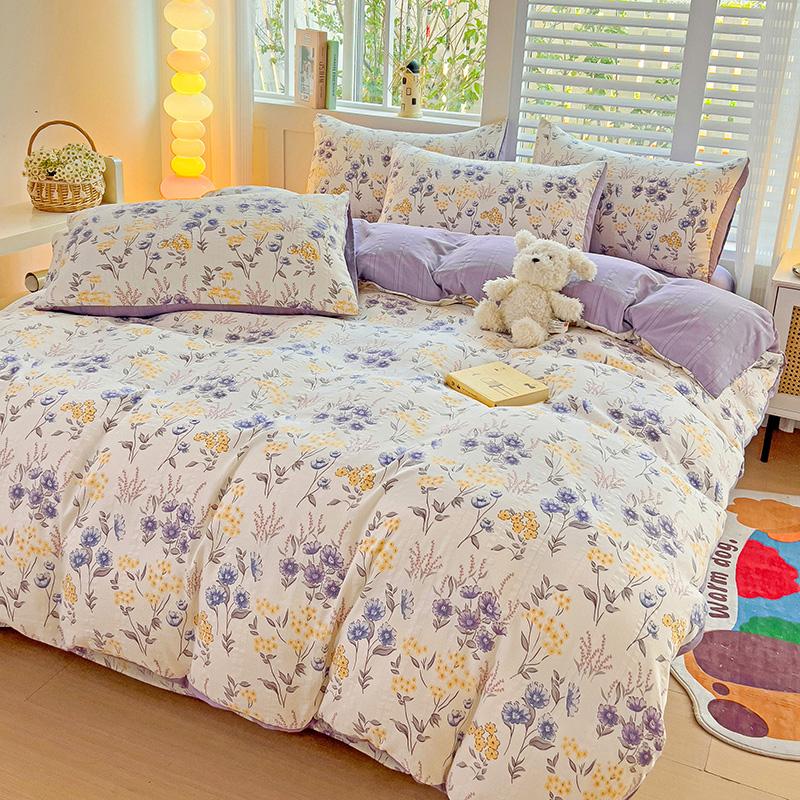 Постельное белье с цветочным принтом, комплект одеяла с наволочкой, простыня, односпальная кровать, комплект постельного белья, пододеяльник, двуспальная кровать размера «queen-size»