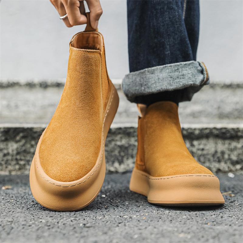 Мужские ботинки мартин осенние ботинки в британском стиле высокие кожаные туфли повседневные короткие ботинки средней высоты ретро ботинки цвета ревеня 1203-J