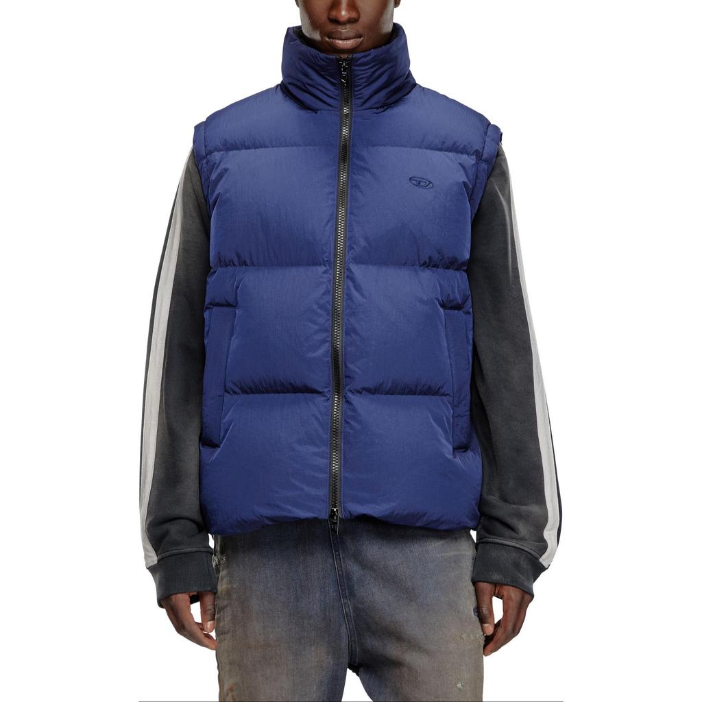 DIESEL Vests Men's Blue Stand Collar Moderate Other A144030GHBZ-8MS