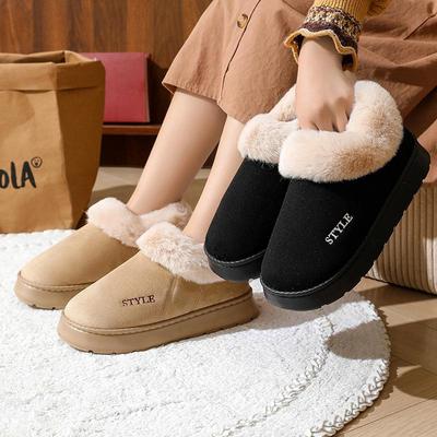 Женские зимние ботинки больших размеров, повседневные, короткие, на толстом каблуке, с флисовым мехом и хлопком, ботинки с мохнатыми ступнями, размеры 36-45