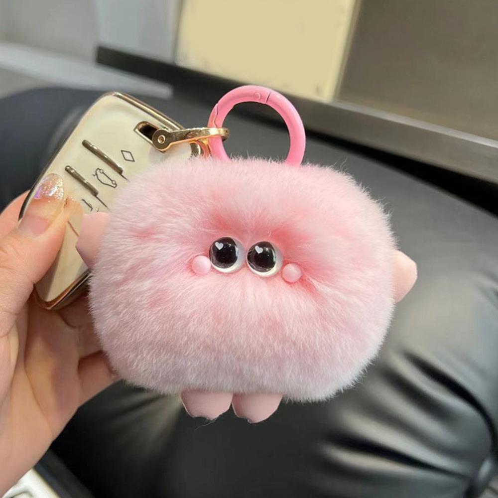 Stuffed Imitation Rabbit Fur Keychain Furry Plush Doll Keychain Funny Car Keyring  Jewelry Gift