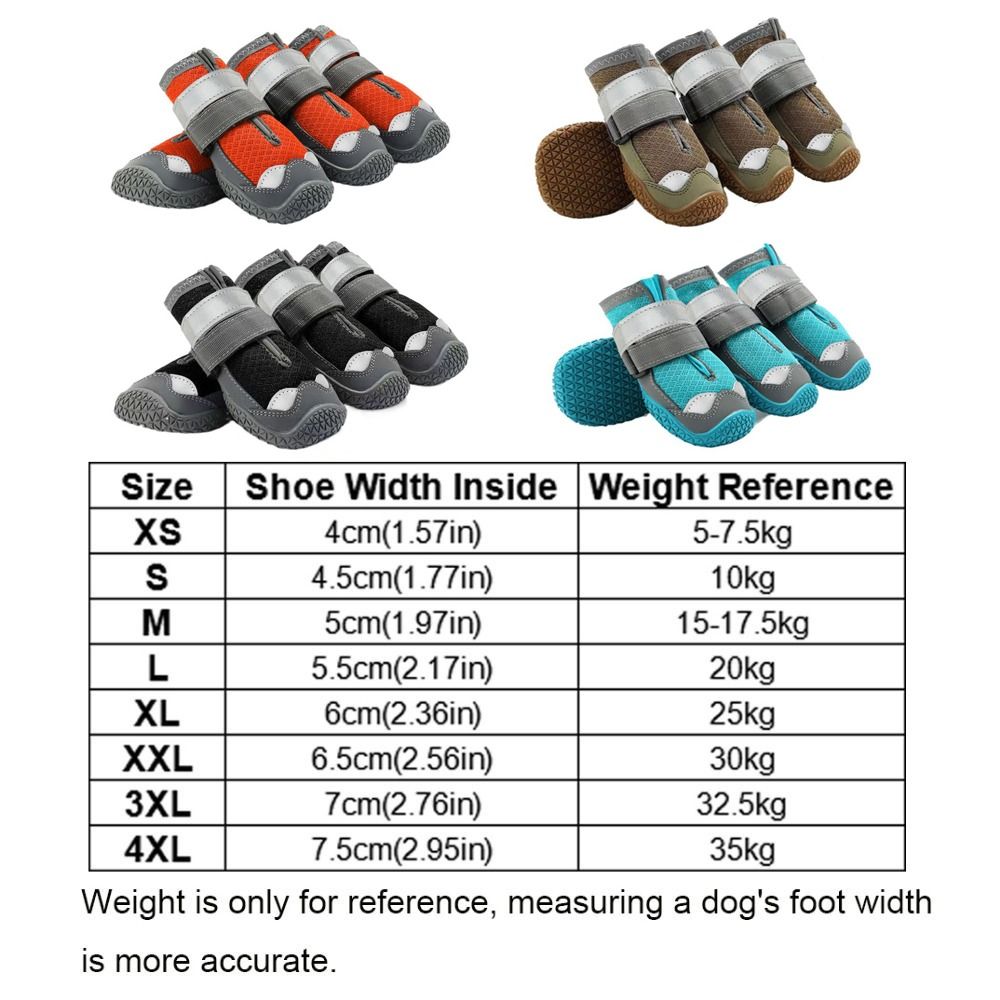 4pcs/set Wear Resistant Dog Paw Protector Breathable Dog Walking Boots for Outdoor Hiking