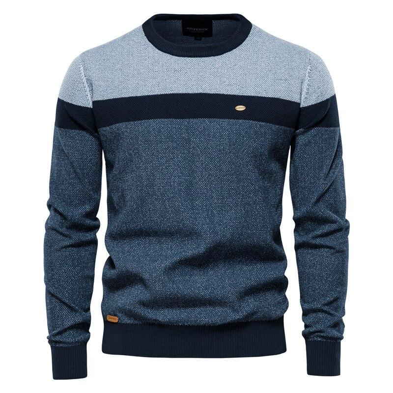 AIOPESON Spliced Cotton Sweater Men Casual O-neck High Quality Pullover Knitted Sweaters Male New Autumn Winter Mens Sweaters