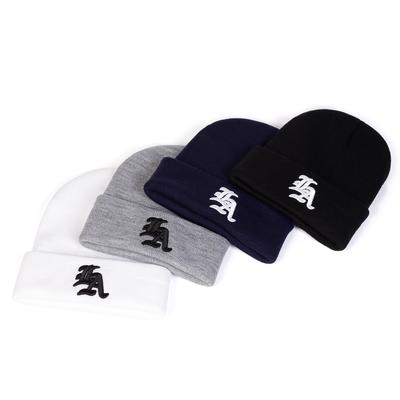 Вязаная шапка с вышивкой готическим шрифтом, модная уличная хип-хоп мужская шапка, осенне-зимняя уличная теплая шапка, шерстяные шапки