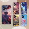 Чехол для телефона с цветами вишни для iPhone 17,16,15,14,13,12,11,Pro,X,XS,Max,Plus Мягкий черный чехол