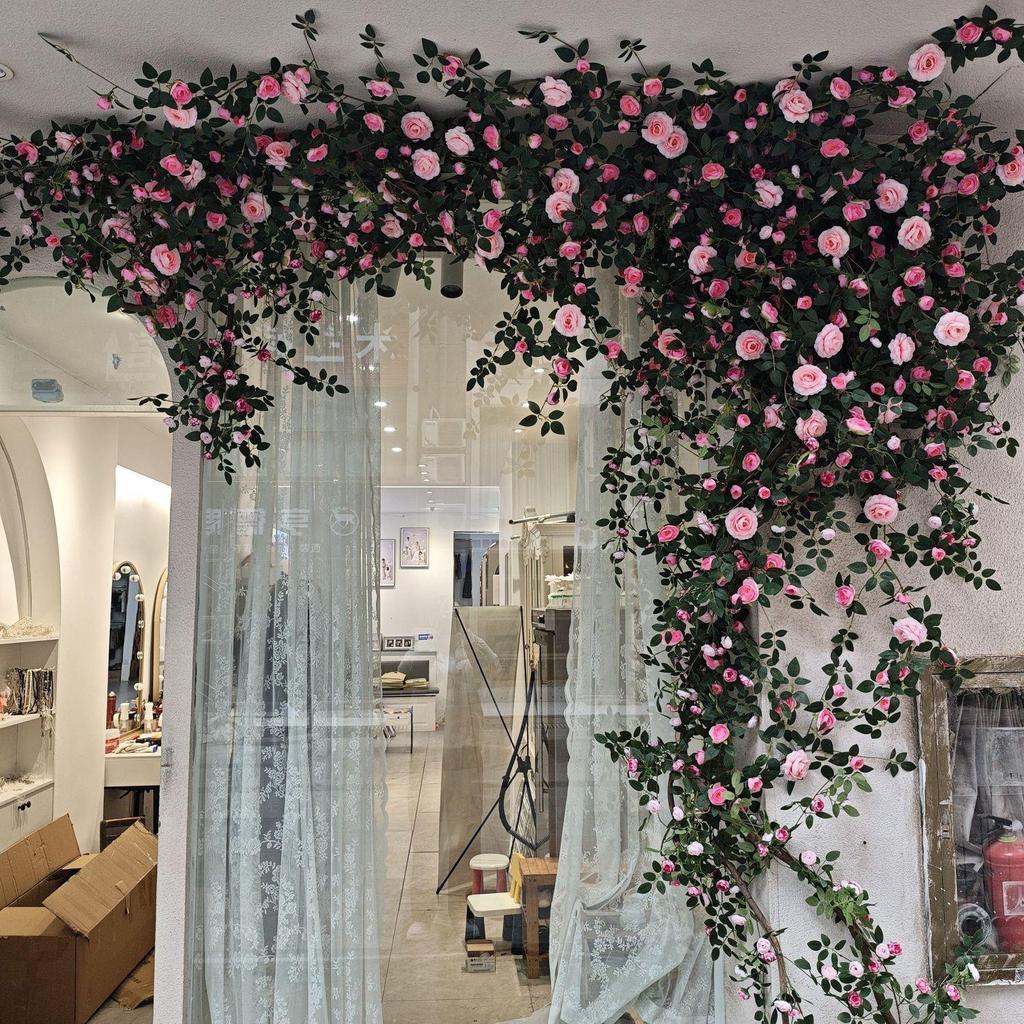 Artificial Rose Vine for Outdoor Decor - Hanging, Shading & Balcony Beautification