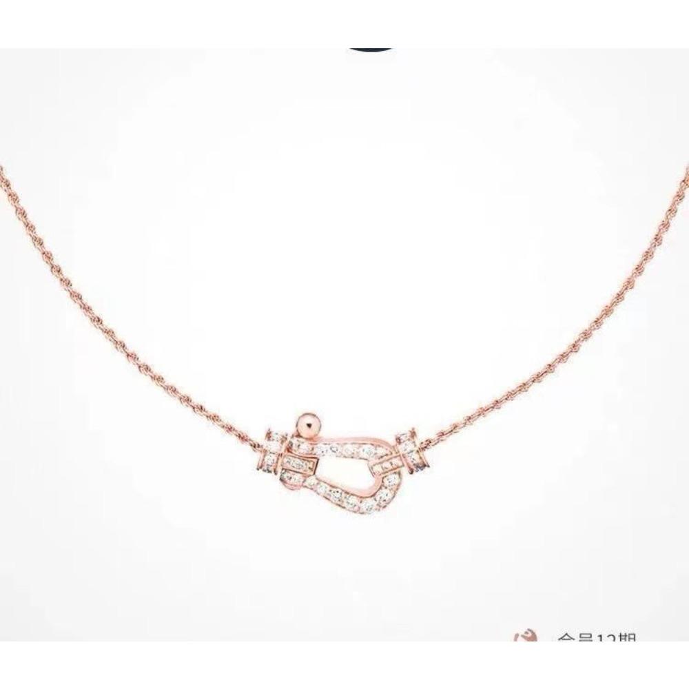 Horseshoe Necklace Rose Gold Mini with Diamonds Medium and Small Full Pendant Silver Jewelry Micro-setting Process