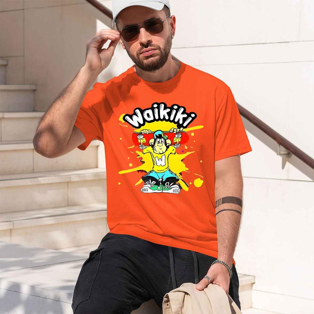 2026 New Model Mens Shortsleeve Waikiki Mens Graphic Tshirt Bold Back Print Streetwear Tee Comfortable Textureshort Sleeve