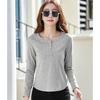 [JHIJSC] t-shirt ladies long sleeve spring cotton tight Plain color Fashionable cute big size (JP, alphabet, L, gray)