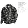 Men Christmas Top 3D Snowflake Printing Buttoned Stand Collar Plus Size Long Sleeves Mid Length Pullover Festive Holiday Sweatshirt