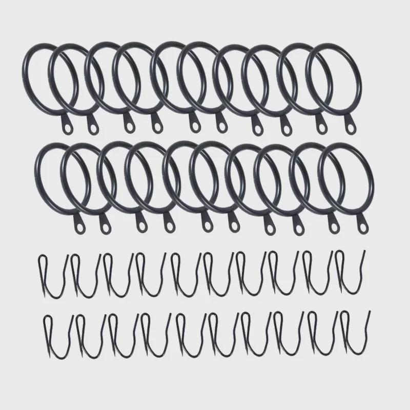 Черный крючок для душевой шторы с римским кольцом и крючком-булавкой