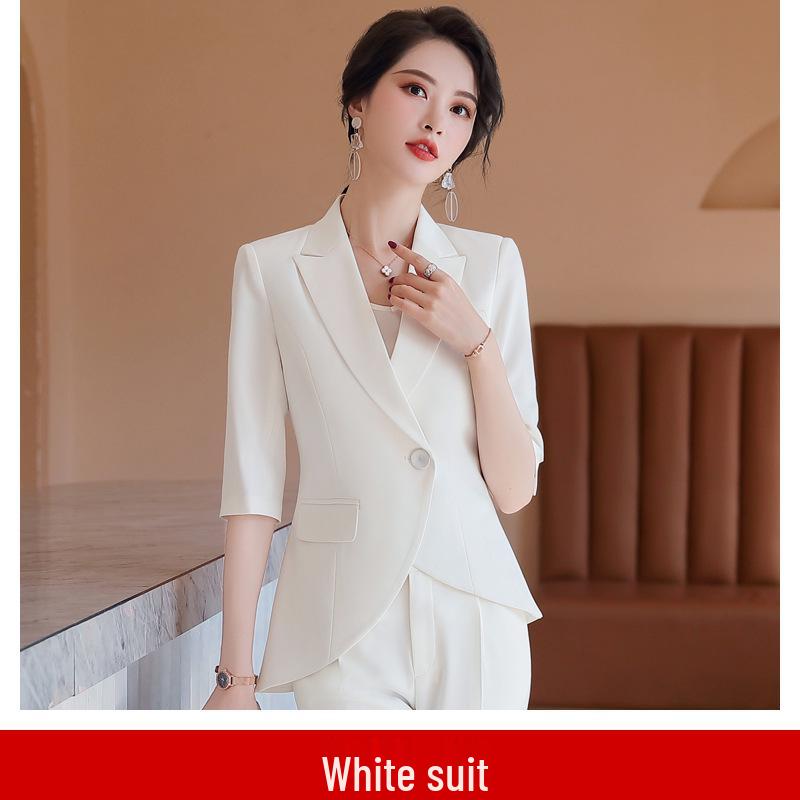 Women's Slim Fit Tuxedo Suit Set - Spring/Summer Professional Blazer & Pants Workwear