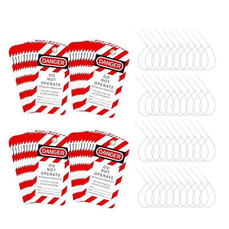 Премиальные бирки Lockout Tagout, 7,6 x 14,6 см, 240 бирок «Опасно. Не включать» с 240 кабельными стяжками, устойчивые к разрыву и воде Loto-бирки