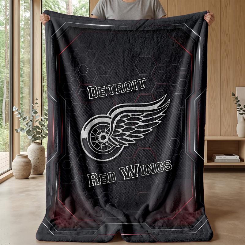 Detroit Red Wings Flannel Fleece Blanket Cozy Warm Throw Blanket For Couch Bed Travel All Season Use