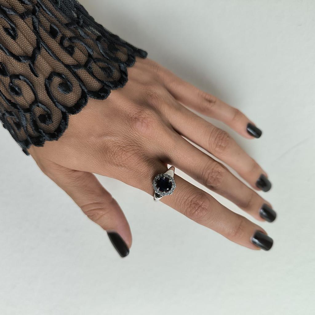Silver Ring with Nano Sapphire 1.388ct, Product Weight 3.21 Gr (2188865)