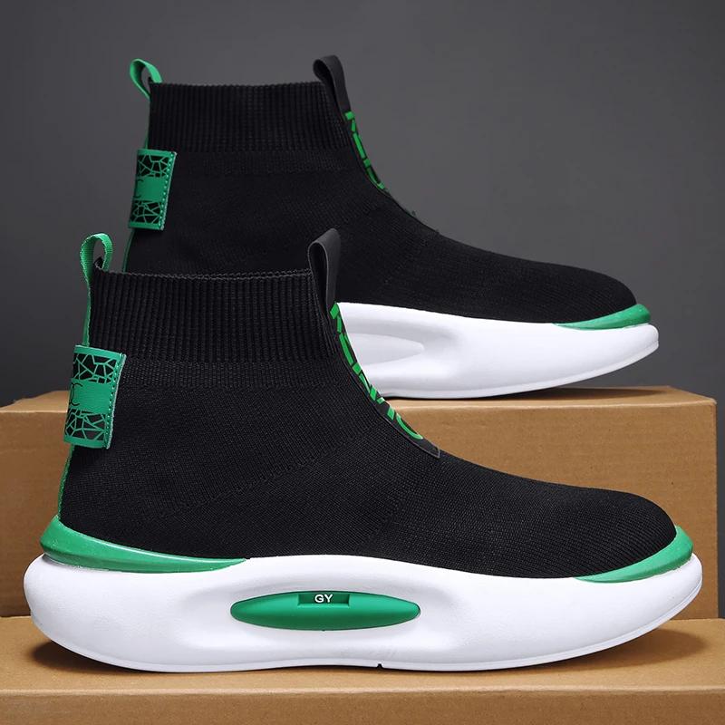 2025 Spring New Mens Casual Shoes Fashion High Elastic Socks Male Sneakers Comfortable Breathable Solid Color High-top Man Shoes
