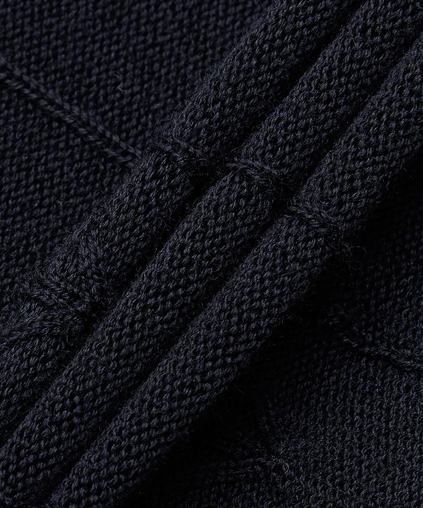 Thom Browne Merino Wool Bobble Stitch Lace Trim Cardigan - Navy / Fkc697By1051415