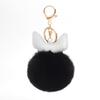 Bulldog Pom Pom Keyring (Black) Bag Decoration Car Perky Ring