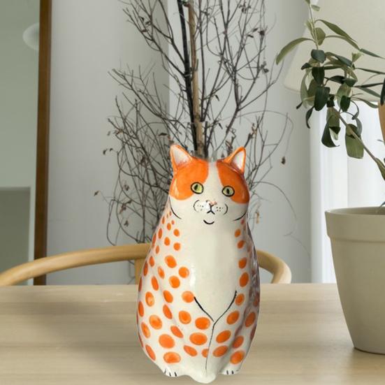 Dotted Cat Flower Vase Desktop Decoration Resin Cartoon Kitten Floral Plants Vase Indoor Real Dried Flower Holder Floral Arrangement Container
