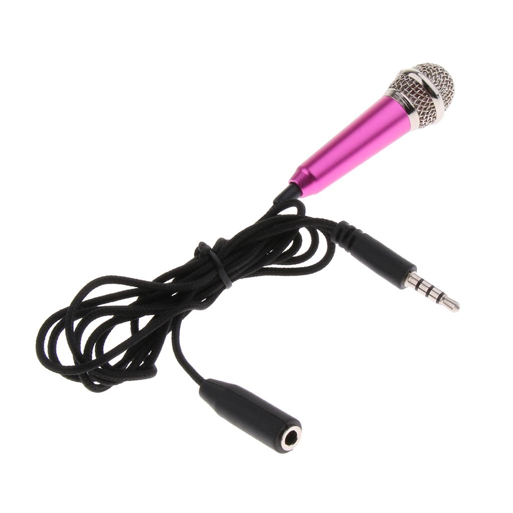 Mini 3.5mm Wired Cell Phone Microphone Stereo Mic for Chatting Singing Red