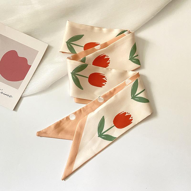 Модный синий тюльпан тонкий узкий длинный шелковый шарф женская повязка на голову плетеная лента для волос завязанный обернутый шарф для волос головной убор