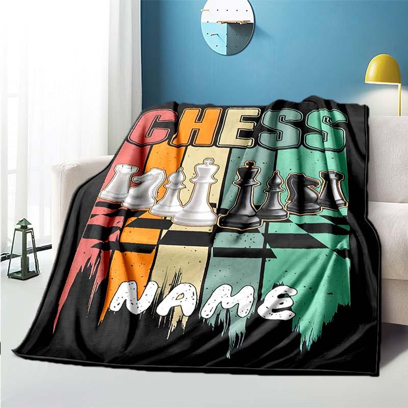 Chess Game Customize Your Name Blanket Used For Chair Office Sofa Bed Camping Soft And Warm Giving Friends And Relatives Birthday Graduation Gift