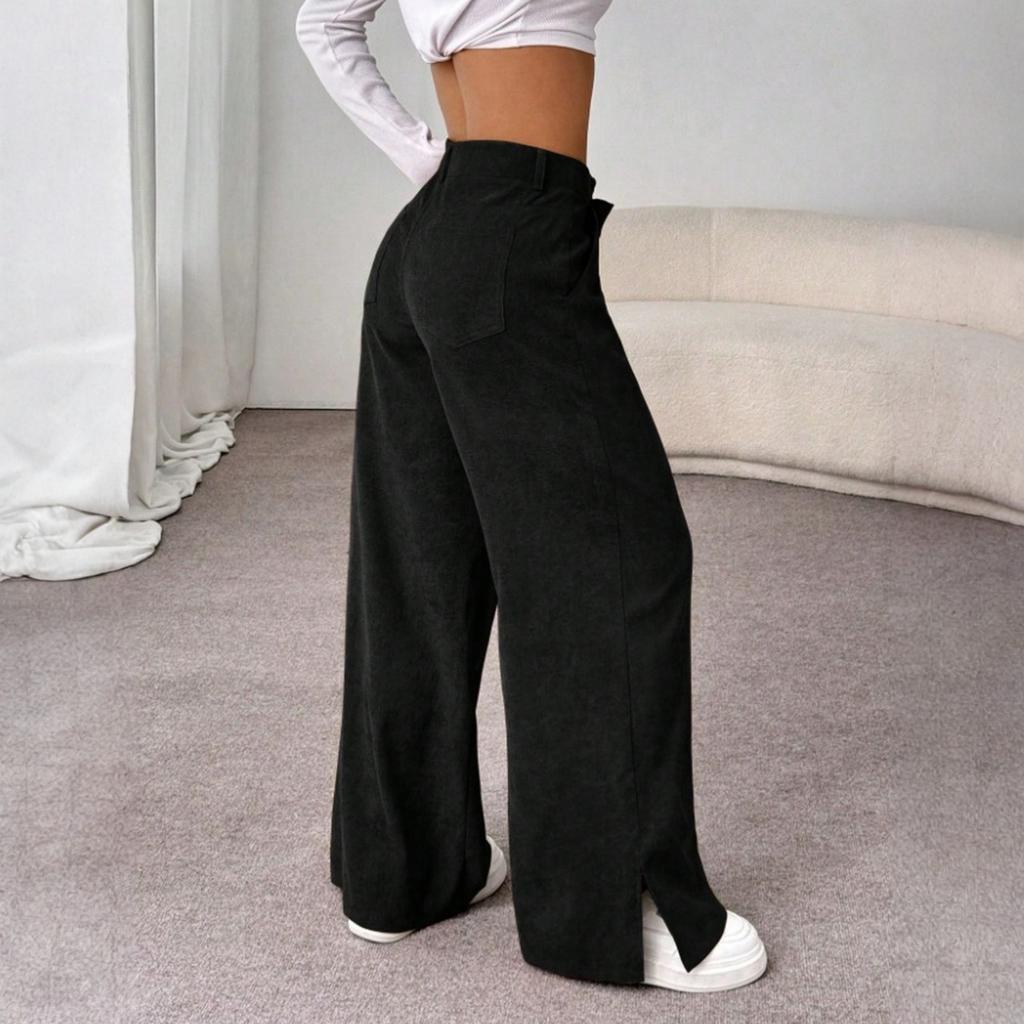 Women's Corduroy Pants Casual Solid Color Corduroy Loose Straight Pants
