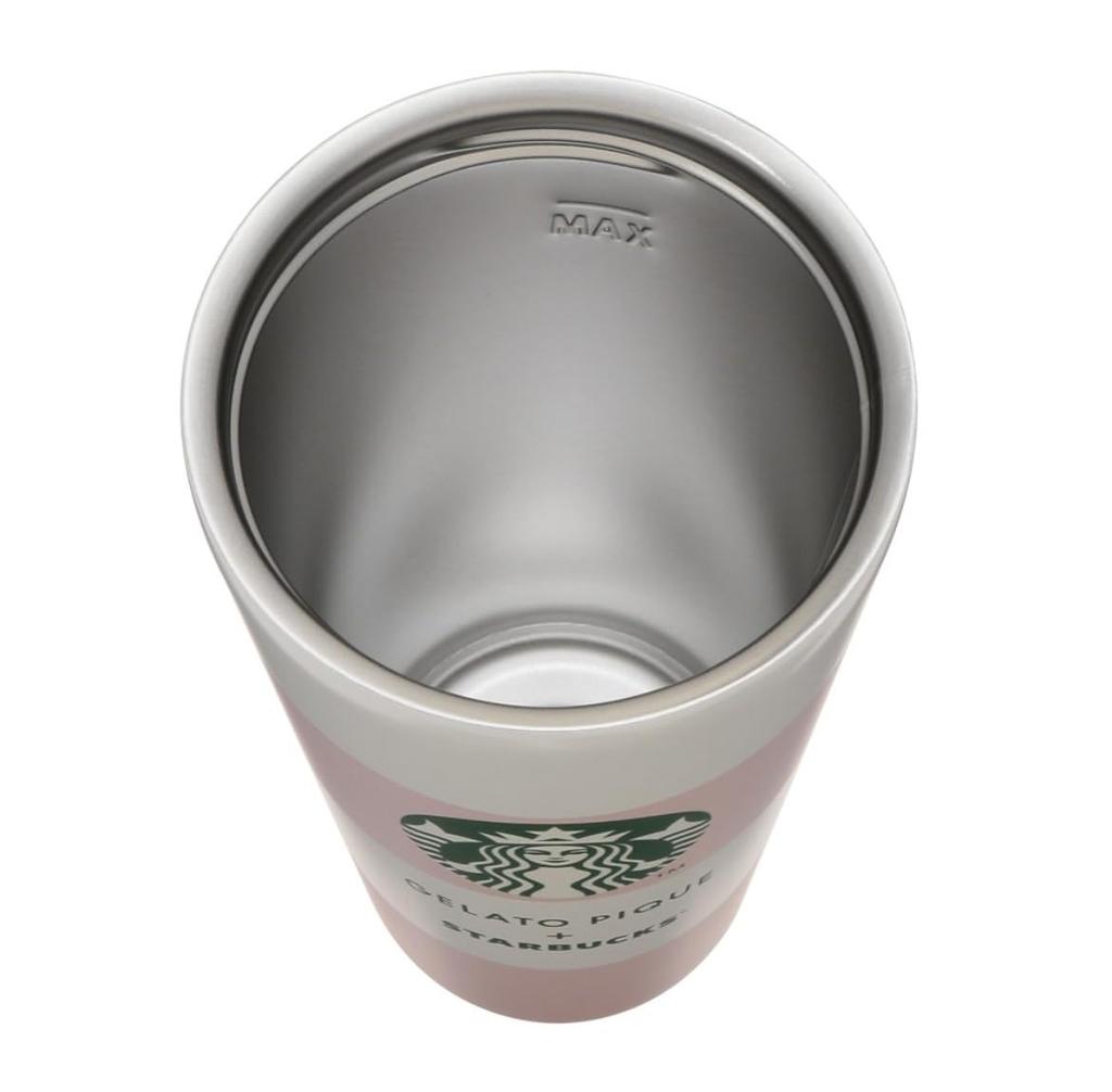 Starbucks Gelato Pique Border Stainless Steel Togo Bottle, Soft Pink, 473ml