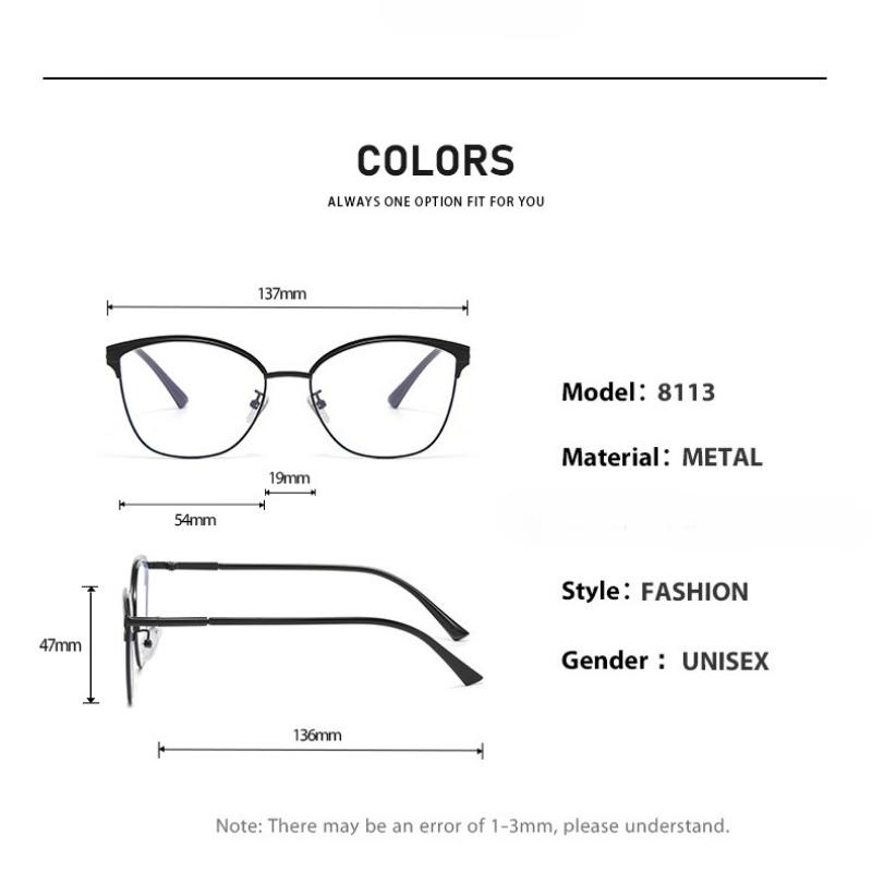 Fashion Metal-Frame Plain Glasses Women'S Ins Style High-Definition Blue-Light-Blocking Glasses Men'S Goggles Eye Protection