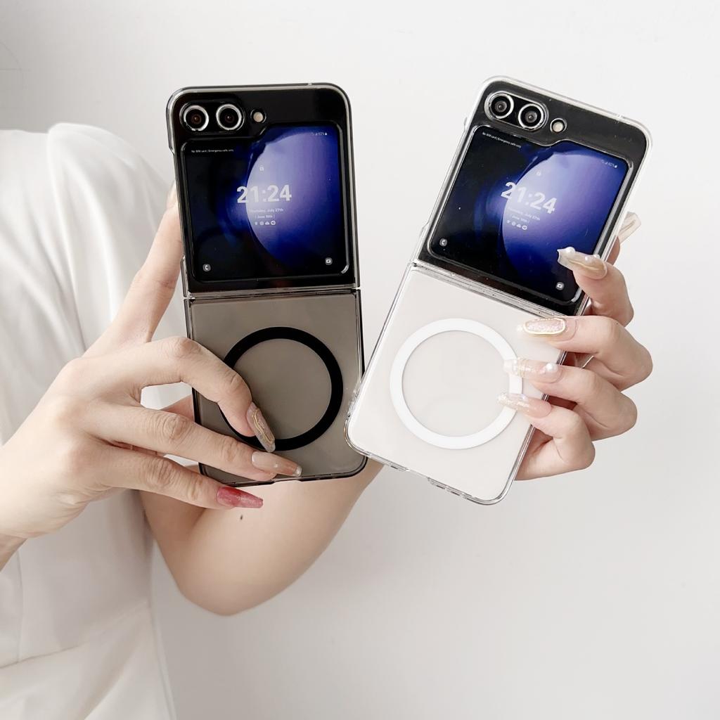 Новый чехол-скин для Samsung ZFlip6 с мягкой магнитной адсорбцией, подходит для Zflip5, ультратонкий, из закаленного ПК с высокой прозрачностью