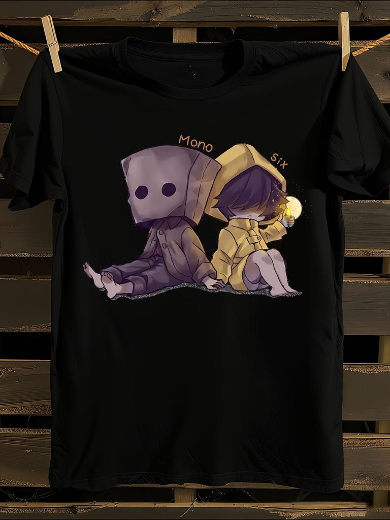 Футболка в стиле Little Nightmares Мужская футболка Женские футболки с принтом букв Футболка с коротким рукавом Повседневная уличная футболка Топ