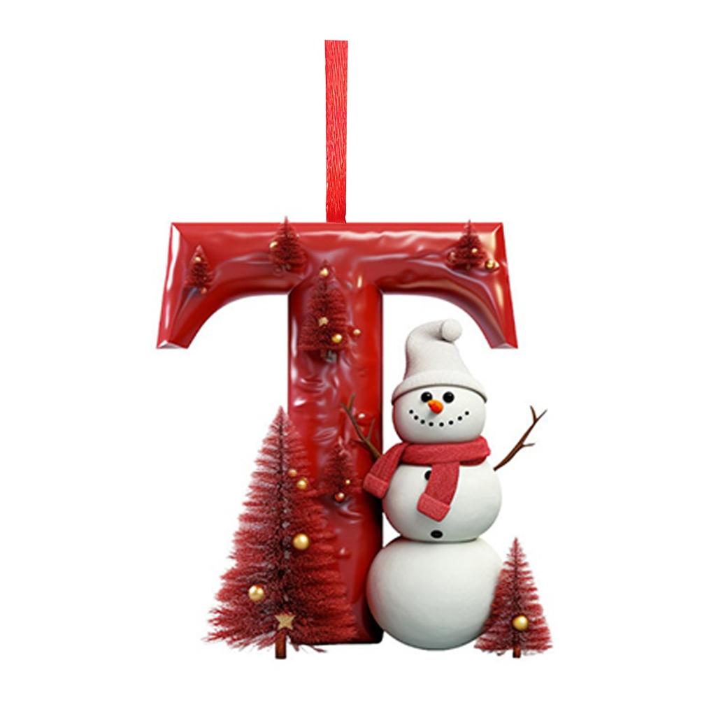 2D 26 Letter Christmas Ornaments Acrylic Flat Christmas Tree Home Decorations Ornaments
