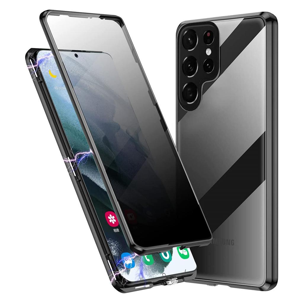 Подходит для Samsung S25ultra Магнитный чехол для мобильного телефона с защитой от подглядывания S24FE Полностью закрытый стеклянный магнитный металлический защитный чехол