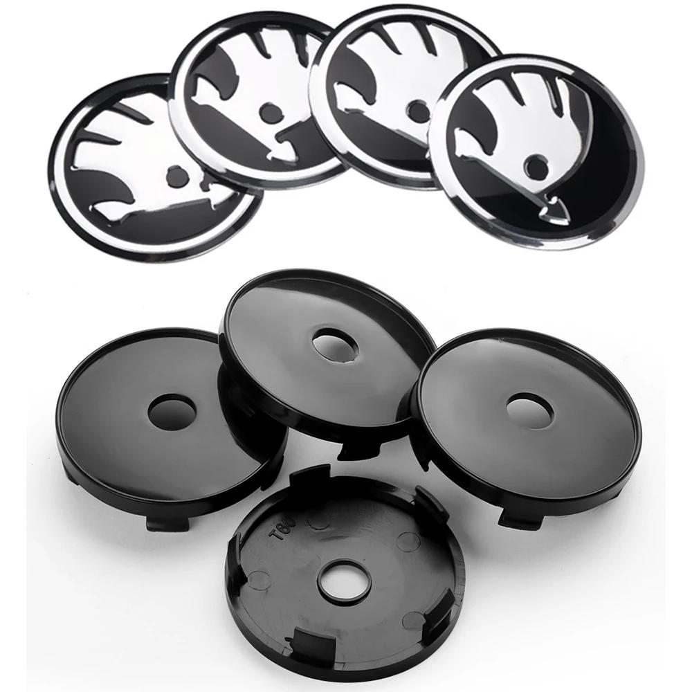 2025 New 4Pcs Aluminum Alloy Car Wheel Center Hub Caps Cover Rim Sticker Badge For Skoda Octavia 2 VII Fabia Rapid Superb Scala