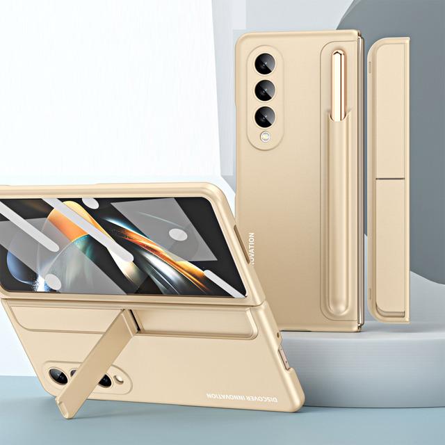 Для Samsung Galaxy Z Fold 4 5g Жесткий чехол с подставкой, противоударный чехол для телефона с держателем для ручки, ультратонкий чехол 2022