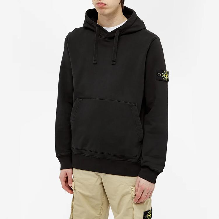 STONE ISLAND Худи с логотипом-патчем черное мужское топы 741564151-V0029